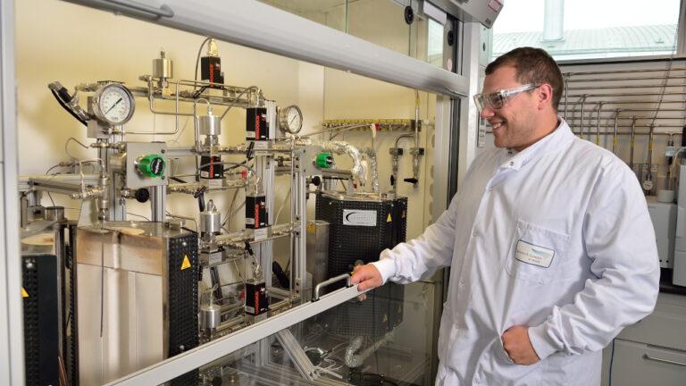 photo of researcher in Cat lab