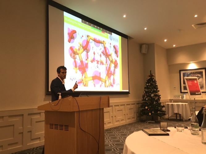 Photo of Dr Alexander O'Malley presenting at the UK Catalysis Hub conference